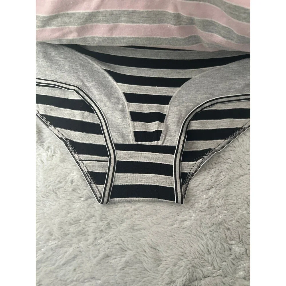 Cotton underwear black pink burgundy grey striped new
